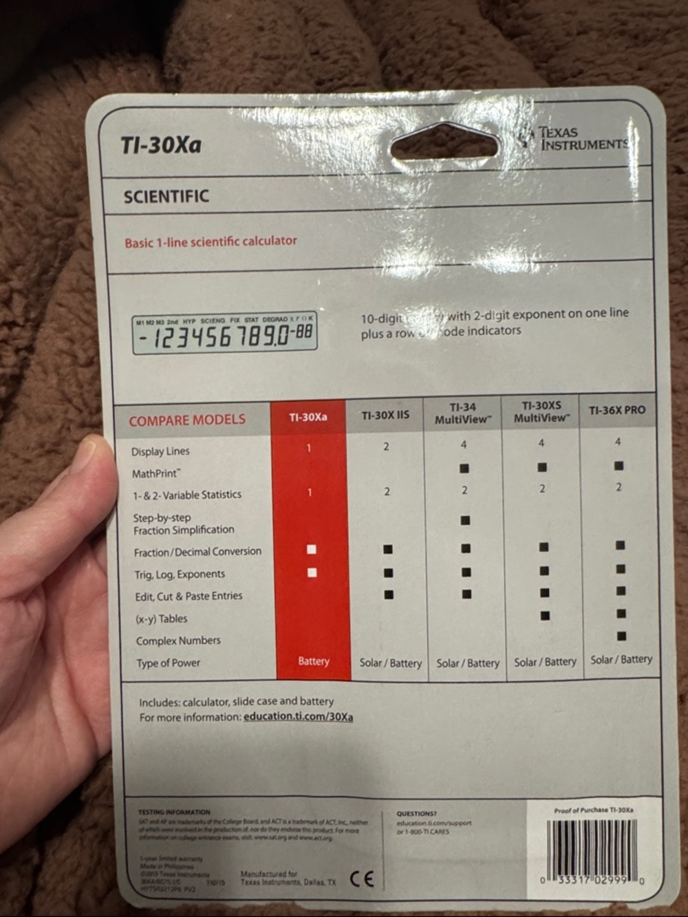 Texas Instruments TI-30Xa Scientific Calculator - Black, Gray, Green, White - Picture 2 of 2